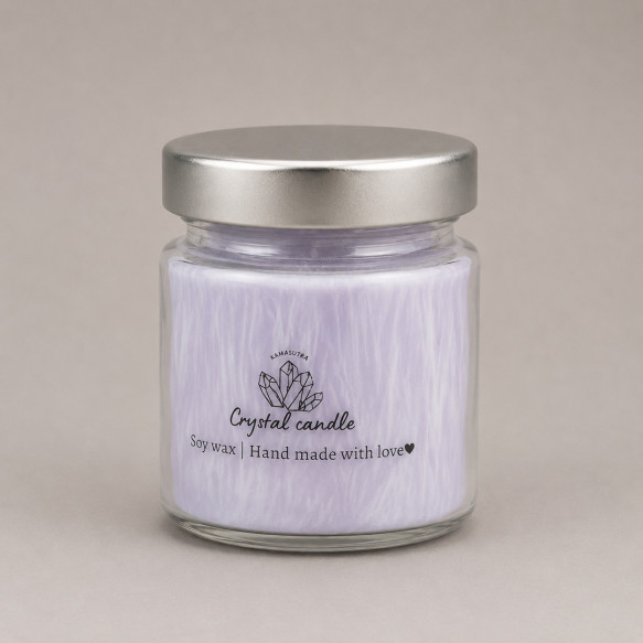 Crystal candle -  свеча из пальмового воска лавандового цвета