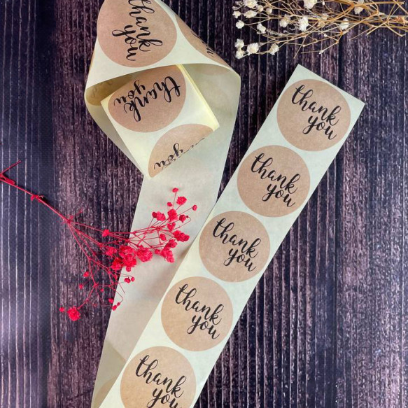 Этикетка самоклейка "Thank you" круглая 1 шт